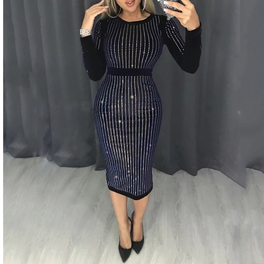 Rhinestone Embellished Bodycon Dress